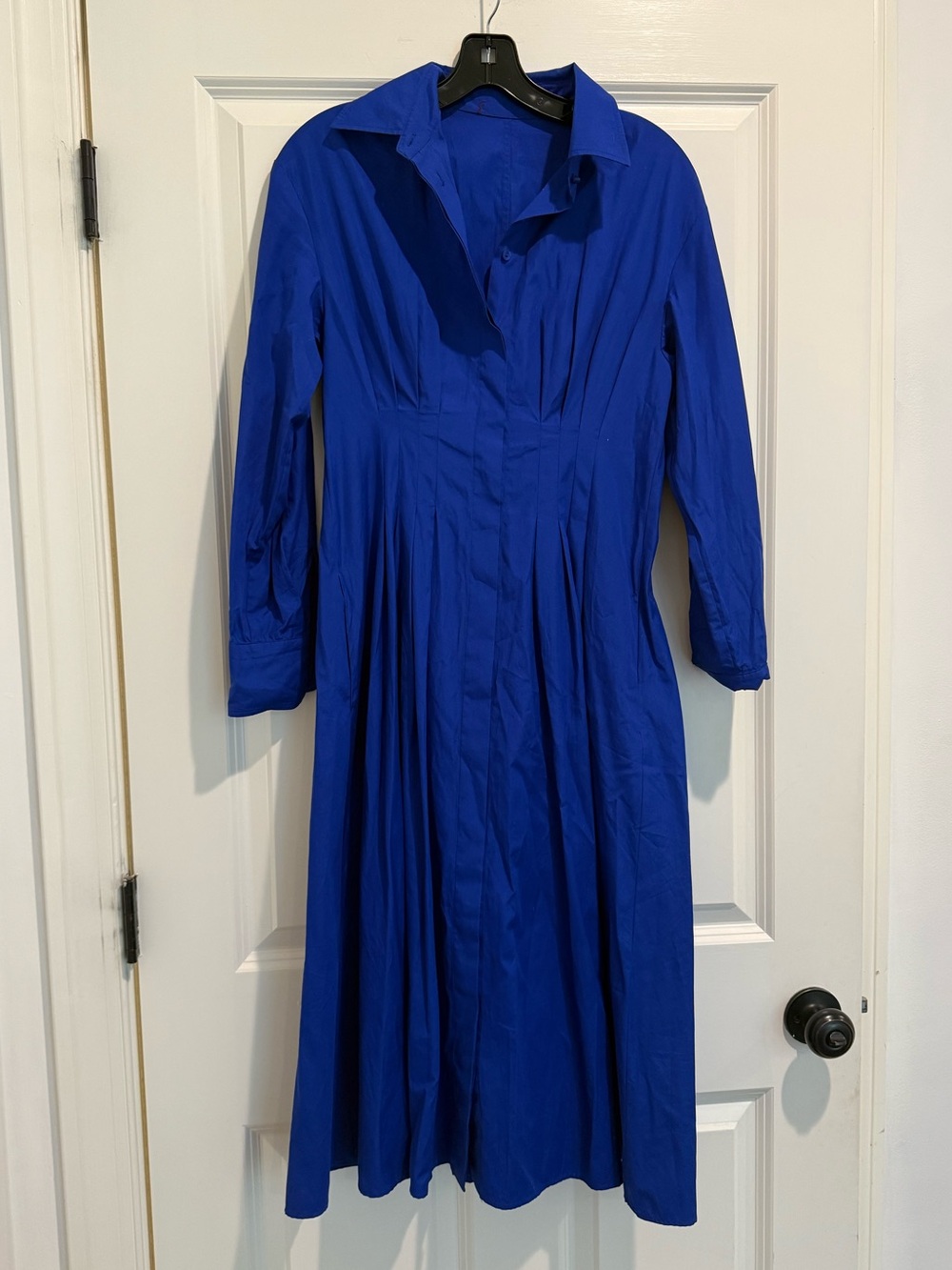 Max Mara Studio Pancia Cotton Midi Shirt Dress in Royal Blue